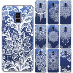 Coque souple en dentelle blanche sexy pour Samsung étui à motif floral mandala pour Galaxy A7