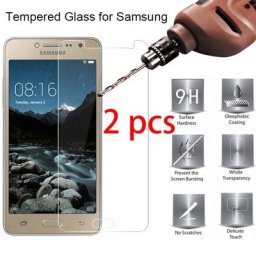 2 pièces! Protecteur d'écran en verre trempé Film avant de téléphone pour Samsung J7 J5 J3 Pro