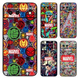 Marvel Avengers Heroes LOGO Phone Case Black Soft Cover Google Pixel 7 6 Pro Snap5A 5 4 4A