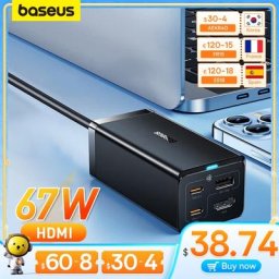 Bas192.- Chargeur de bureau GaN Type-C Charge rapide HUB Écran HDMI 4K Prise en compte Station