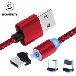 SOVAWIN – câble Micro USB magnétique Led pour recharge rapide 1 m cordon de chargeur pour