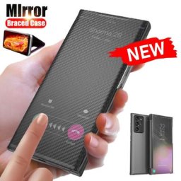 Étui de téléphone à rabat en fibre de carbone mince et intelligent couverture complète pour Samsung