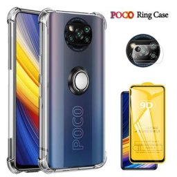X3 Pro Anneau En Métal Coque Poco X3 Pro Case Anti-Choc pour Xiaomi Pocophone F3 Silicone étui X 3