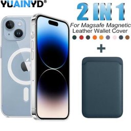 Magsafe – étui de chargement magnétique sans fil en cuir avec porte-cartes pour iPhone 14 13 12 11