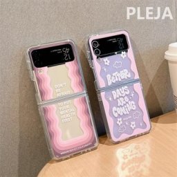 Ins-Étui de téléphone antichoc pour Samsung Galaxy Z Flip 4 3 Z Flip3 Flip4 5G lettres de vague