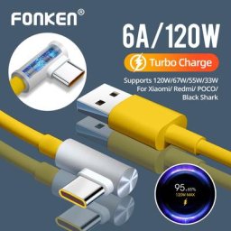 FONKEN 120W Cable for Xiaomi Mi 12 11 10 Pro Poco Redmi Note K40 Tipo C Charger Type C 6A Fast