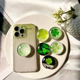 Support de téléphone en verre de cristal Everver à quatre feuilles prise de plante poignée pliable