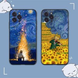 YNDFCNB-Coque de téléphone avec peinture d'art Van Gogh coque souple en TPU iPhone 13 Pro MAX 14