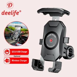 Deelife – Support de téléphone portable pour moto chargeur sans fil