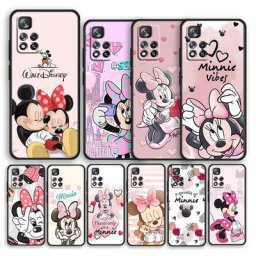 Coque de téléphone noire antichoc en silicone souple rose Disney Minnie Xiaomi Redmi Note 12 11