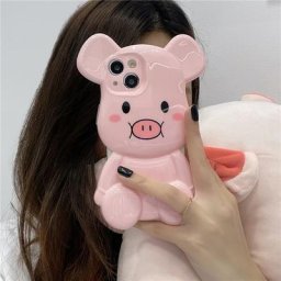 Cochon en silicone antichoc pour iPhone Cochon 3D Étui de protection pour objectif Lovely Animal