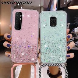 Étui transparent à paillettes avec tour de cou pour Xiaomi Mi 11T 12T 10T casque NDavid M3