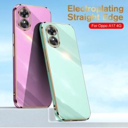 Coque en silicone à cadre de placage carré pour Oppo A17 pare-chocs antichoc pour appareil photo