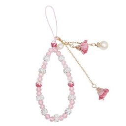 Lanière de téléphone portable à perles dragonne avec pendentif fleur cadeaux pour porte-clés sac à