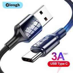 Elough – câble USB Micro et Type C 3A pour recharge rapide cordon de chargeur usb-c pour téléphone