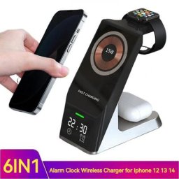 Station de charge magnétique sans fil pour iPhone support de chargeur à induction réveil Apple