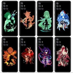 Coque de téléphone en TPU noir Anime Genshin Impact coque pour Samsung Galaxy A52 A12 A51 A53