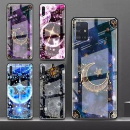 Étui de téléphone en verre trempé pour Samsung Galaxy couverture de mode lune tarot A52 A51