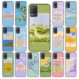Nuage de fleurs Lune Peinture D'art pour OPPO Realme 8 7 6 6Pro 7Pro 8Pro 6i 5i C3 C21 C21Y C11 C15