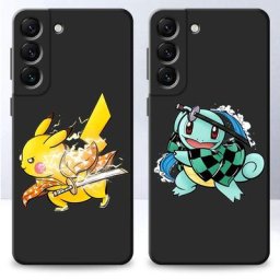 Coque pare-chocs noire Pokemon Demon Slayer coque de téléphone pour Samsung Galaxy S10e S22 Ultra