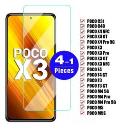 1-4Pcs film de protection Pour Xiaomi Poco X3 pro X4 NFC F4 GT M5 M5s M4 5G C40 C31 M3 M2 F3 F2 X2