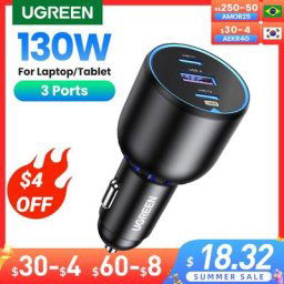 UGREEN-Chargeur de voiture USB Type-C 130W PD 3.0 Charge rapide Xiaomi iPhone 14 13 Pro