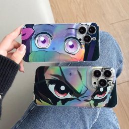 Coque de protection Demon Slayer pour iPhone coque laser de luxe dessin animé japonais mignon