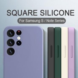 Coque de téléphone en Silicone liquide étui carré mince en TPU souple pour Samsung Galaxy S22 Ultra