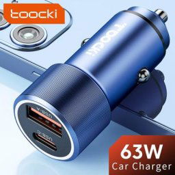 Toocki – chargeur de voiture 63W USB type-c PD QC3.0 charge rapide pour téléphone iphone 12 13