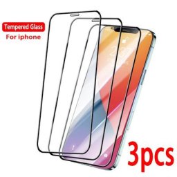 Protecteur d'écran pour IPhone 3 pièces Film à couverture complète en verre trempé pour modèles 12