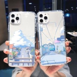 Coque de téléphone à motif de paysage d'anime coque arrière transparente en TPU souple pour iPhone
