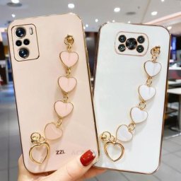 Coque plaquée amour coeur Bracelet chaîne pour Xiaomi Mi Poco X3 Pro X 3 Nfc F3 M4 X4 M3 F4 GT 5g
