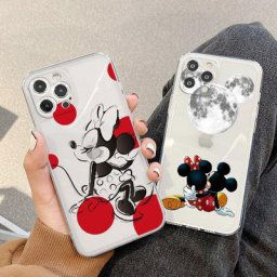 Coque de téléphone Disney Couple Minnie coque transparente pour Apple iPhone 14 13 12 11 mini XS