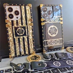 Coque de téléphone à paillettes dorées pour OPPO couverture à fleurs lanière carrée Reno 8T 8