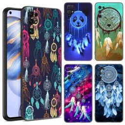 Dreamcatcher – coque Mandala noire en TPU pour Honor compatible modèles 4 20 50 Lite 60 SE 30