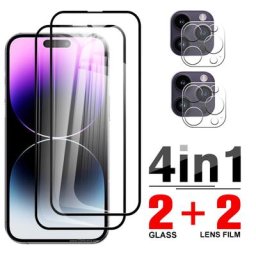 Coque en verre trempé à couverture complète pour iPhone film de protection de l'appareil photo pour
