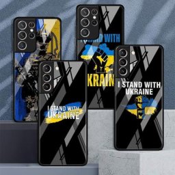 Coque de téléphone à motif drapeau d'ukraine étui en verre pour Samsung Galaxy S22 S20 FE S21 S23
