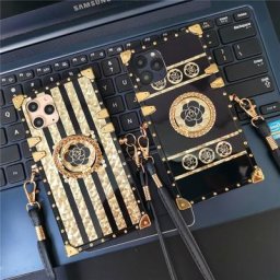 Coque de téléphone carrée avec lanière de ULde couverture de fleur marque de luxe Xiaomi Redmi