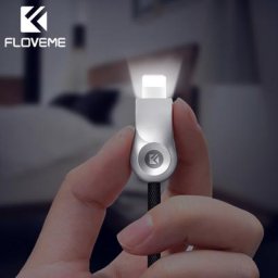 FLOVEME-Câble USB en alliage de zinc et nylon avec éclairage LED cordon de recharge et de transfert