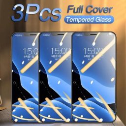 Protecteur d'écran 3 pièces couverture complète en verre trempé pour iPhone 12 11 X XS Pro Max XR