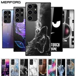 Coque en verre pour Samsung Galaxy S23 Plus Ultra étui rigide antichoc pour téléphone portable
