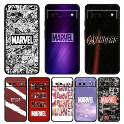 Coque antichoc en silicone souple avec logo Marvel Avengers coque de téléphone noire pour Google