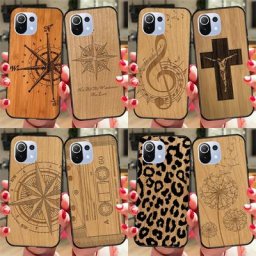 Coque en bois à imprimé léopard pour Xiaomi compatible avec POCO F3 X3 NFC GT M3 M4 X3 Pro