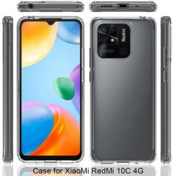 Coque à coussin d'air pour Xiaomi compatible modèles Redmi 10C 4G transparente TPU antichoc