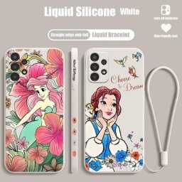 Disney – jolie coque de téléphone à motif de fleurs de princesse corde à gauche pour Samsung A73