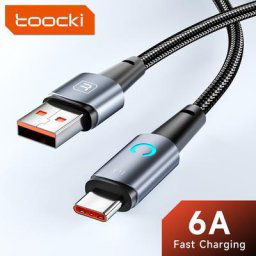 Toocki – câble USB de Type C à Led 6A pour Xiaomi POCO Samsung S20 S21 charge rapide pour Huawei