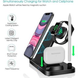 Support de chargeur sans fil rapide Qi 15W Station de charge pliable 4 en 1 pour iPhone 14 13 12X8