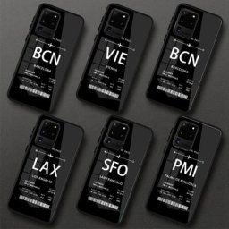 Coque de téléphone personnalisée avec billet d'avion pour Samsung coque en verre PC noir convient