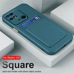 Coque carrée en silicone souple antichoc avec porte-cartes étui pour xiaomi redmi 10c 10c redmi10c