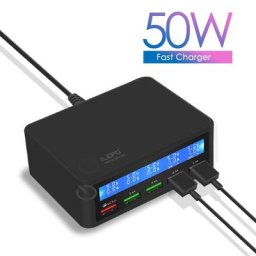 ILEPO – Station de Charge rapide à 5 Ports 50W QC3.0 USB écran d'affichage chargeur de sécurité